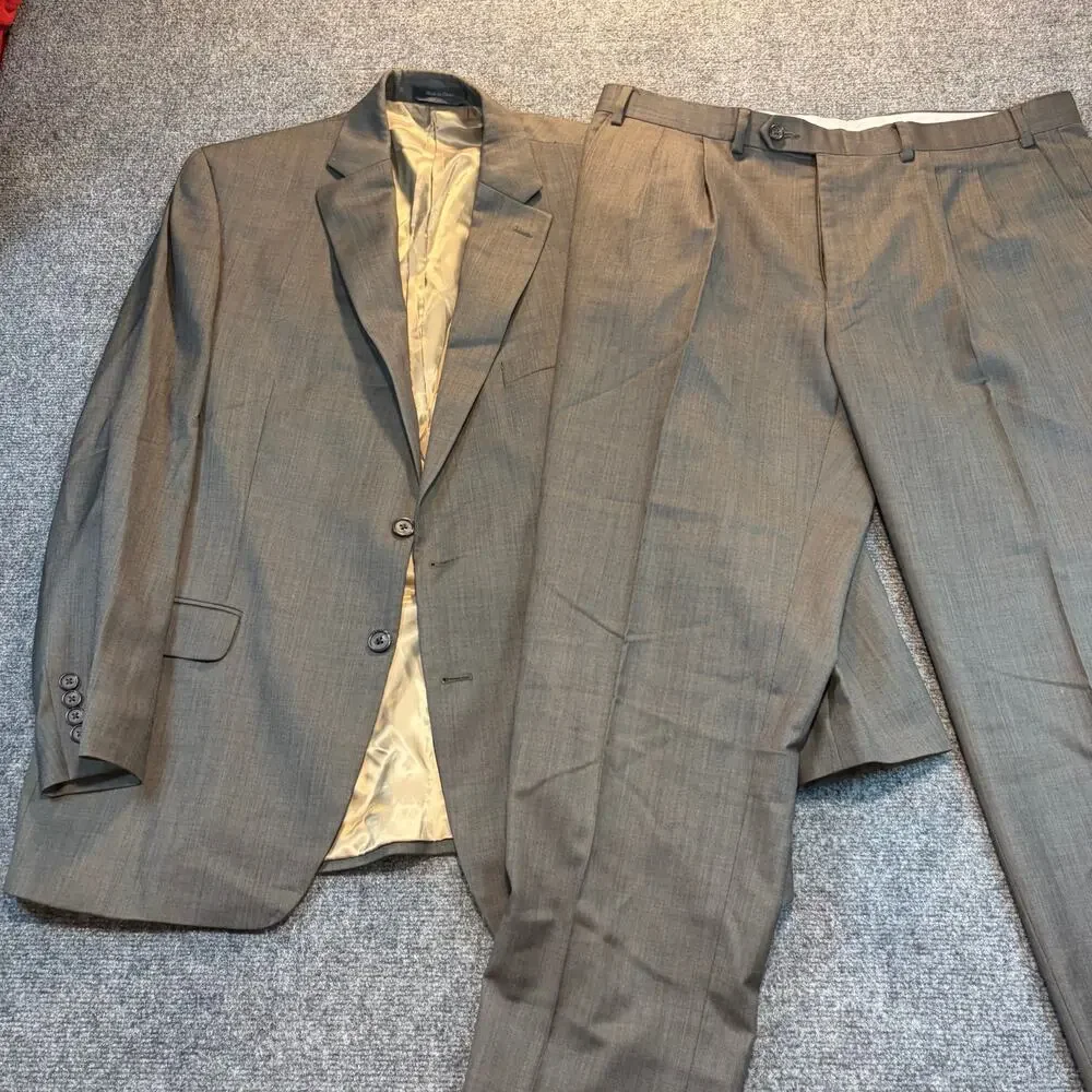 Lauren Ralph Lauren Brown Wool Suit Mens 44R 2 Piece Tailored Jacket Pants